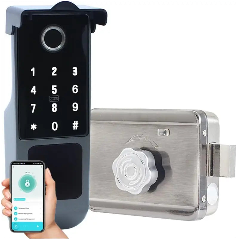 Xenocam Waterproof Outdoor Gate Smart Rim Smart Door Lock WiFi Fingerprint Smart Lock Support Password IC Card Key Wiring Digital Gate Access Control for Tuya