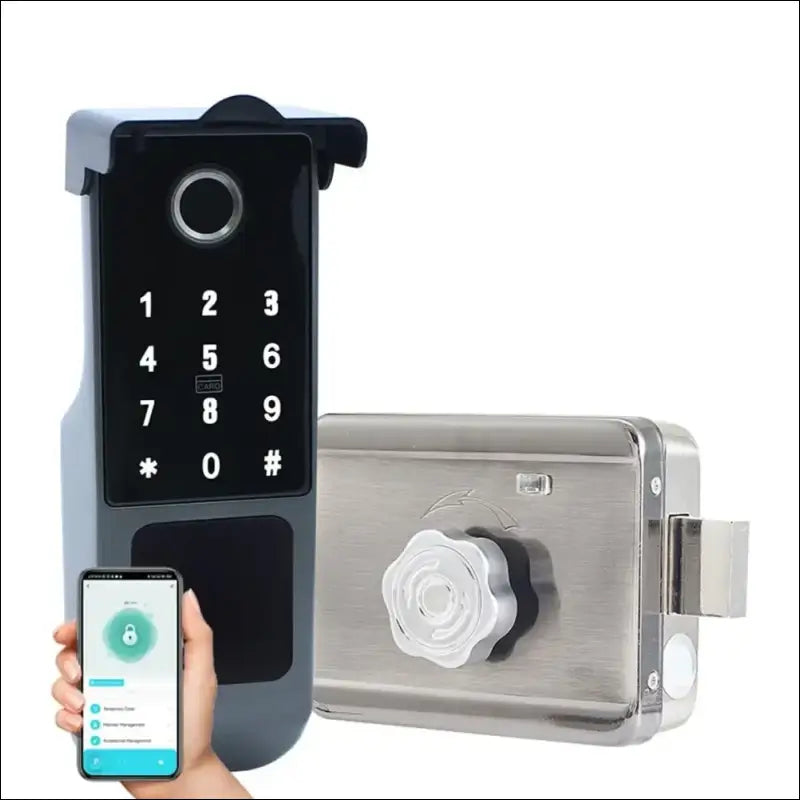Xenocam Waterproof Outdoor Gate Smart Rim Smart Door Lock WiFi Fingerprint Smart Lock Support Password IC Card Key Wiring Digital Gate Access Control for Tuya