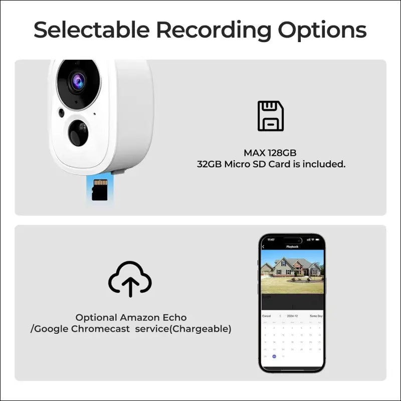 XNY Tuya Surveillance Camera Outdoor/Indoor Battery with 32GB SD Card, IP65 Waterproof, 2.4G WLAN Surveillance Camera with Motion Detection, 2-Way Audio, Night Vision