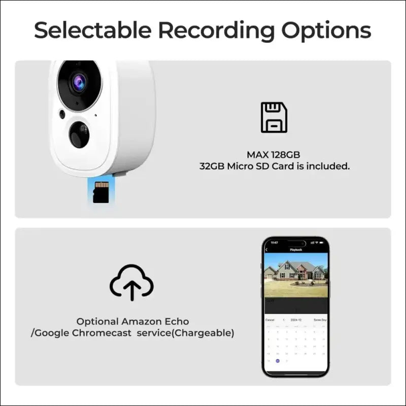 XNY Tuya Surveillance Camera Outdoor/Indoor Battery with 32GB SD Card, IP65 Waterproof, 2.4G WLAN Surveillance Camera with Motion Detection, 2-Way Audio, Night Vision