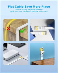 Yauhody CAT 8 Ethernet Cable 2m 5 Pack High Speed 40Gbps 2000MHz SFTP Flat Internet Network Cable with Gold Plated RJ45
