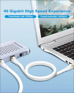 Yauhody CAT 8 Ethernet Cable 2m 5 Pack High Speed 40Gbps 2000MHz SFTP Flat Internet Network Cable with Gold Plated RJ45