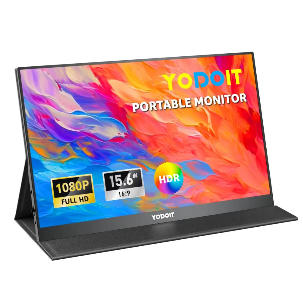 Yodoit Portable Monitor 15.6’’ 1920×1080 FHD Monitor Screen IPS Display with USB Type C Port and Built-in Speakers
