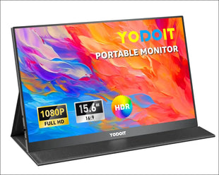 Yodoit Portable Monitor 15.6" 1920×1080 FHD Monitor Screen IPS Display with USB Type C Port and Built-in Speakers with Smart Cover Monitor Compatible