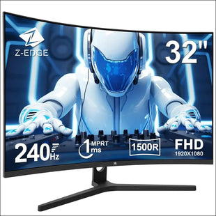 Z-Edge 32 Inch Curved Gaming Monitor 240Hz, 1ms MPRT, Full HD(1920×1080), FreeSync, 16:9 Curved Screen, 1500R VA, Ultra-Thin Bezel, 2×DP 1.4 & 2×HDMI