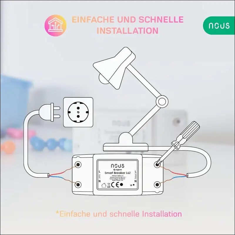 ZigBee Switch Nous L6Z - Alexa Light Switch Flush-Mounted Tuya Smart Home Switch with Timer, Power Consumption Electricity Meter, Relay 230 V Google Home Assistant ZigBee2MQTT -...