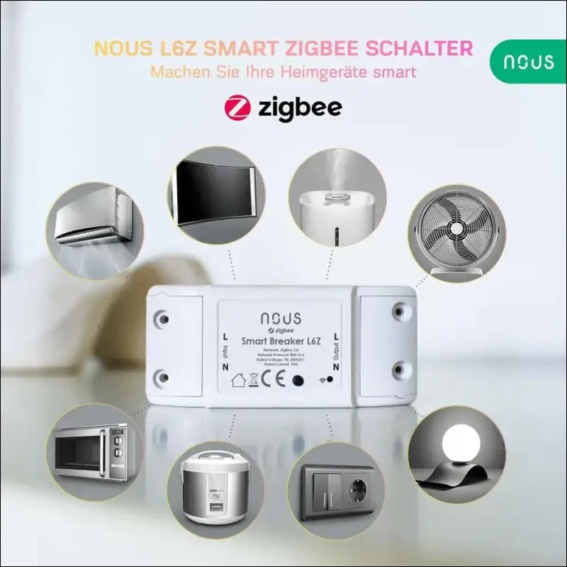 ZigBee Switch Nous L6Z - Alexa Light Switch Flush-Mounted Tuya Smart Home Switch with Timer, Power Consumption Electricity Meter, Relay 230 V Google Home Assistant ZigBee2MQTT -...
