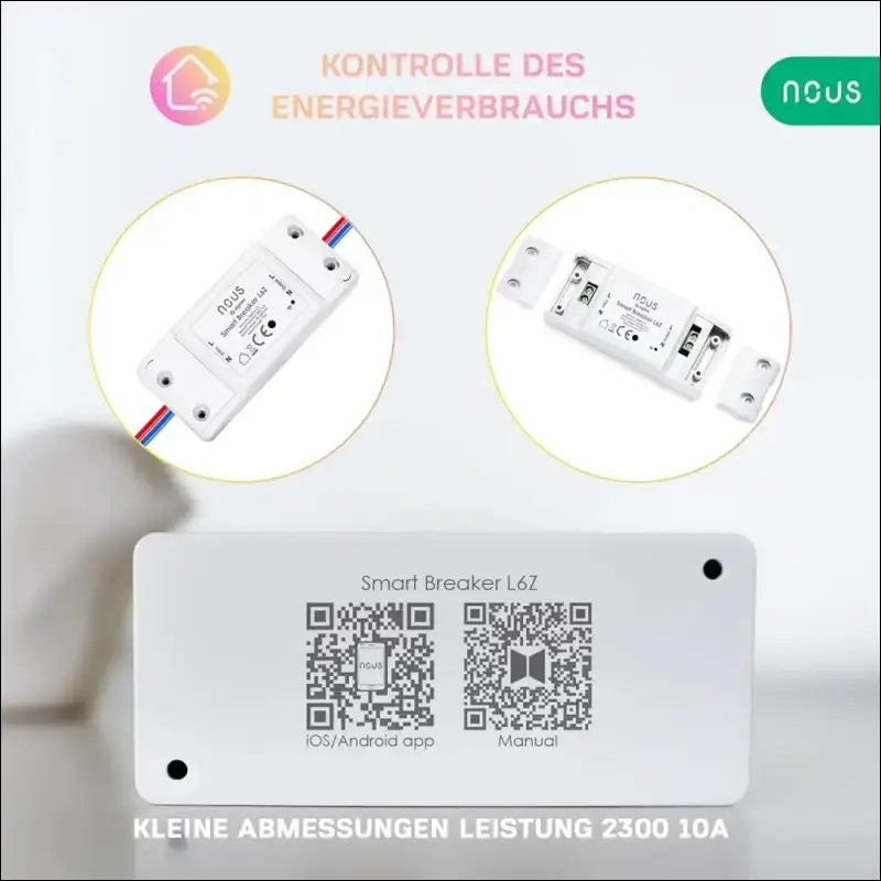 ZigBee Switch Nous L6Z - Alexa Light Switch Flush-Mounted Tuya Smart Home Switch with Timer, Power Consumption Electricity Meter, Relay 230 V Google Home Assistant ZigBee2MQTT -...