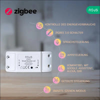 ZigBee Switch Nous L6Z - Alexa Light Switch Flush-Mounted Tuya Smart Home Switch with Timer, Power Consumption Electricity Meter, Relay 230 V Google Home Assistant ZigBee2MQTT -...