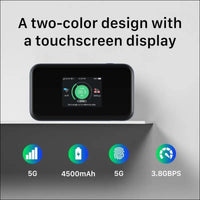 ZTE MU5001, Unlocked 5G/CAT20, Portable Cheap WiFi 6 Hotspot, Connects Up to 32 Wifi Compatible Devices, 4500mAh Battery with Fast Charging - Black